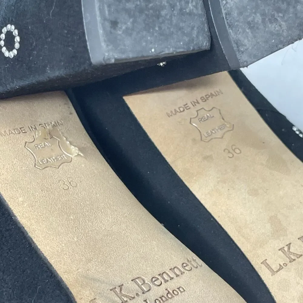 Black Suede Block Heel Pumps Size 6.5 |‎ Retro Mod Polka Dot Party Shoes Sparkly